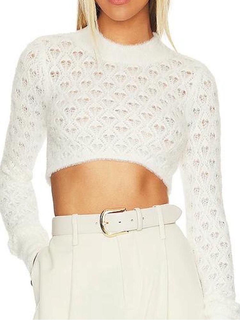For Love and Lemons Cropped Heart Sweater NWT